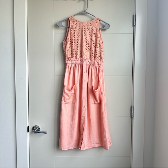 Peach Cotton Midi Dress perfect for summer - Picture 1 of 7